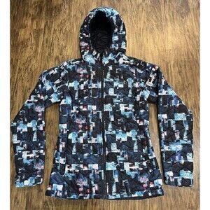 The North Face Jacket Women XS  Full Zip Hoodie Glitch Pattern Thermoball Puffer